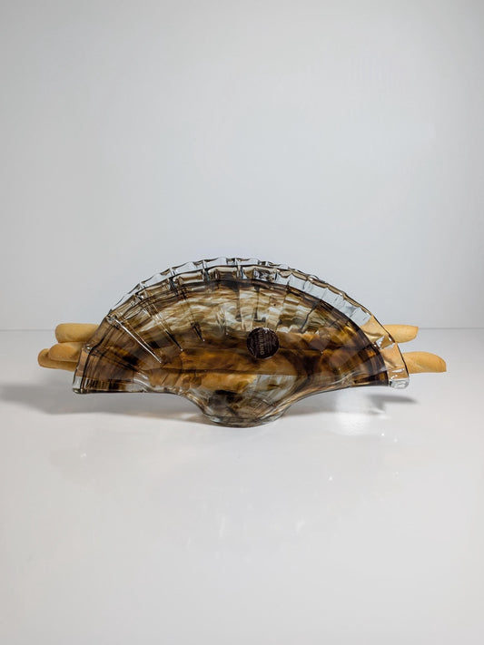 Vintage Murano Glass Bowl Cordonato d'oro Gold Powder 1970 Mid Century