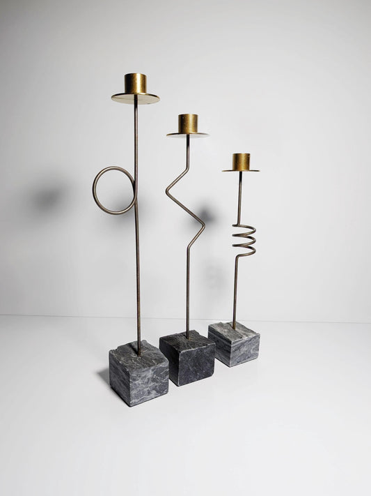 Vintage Kerzenhalter Stein Messing von Ehlén Johansson für Ikea Set von 3