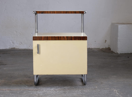 Vintage Nachttisch von Mücke Melder Bauhaus 1930er Holz Chrom