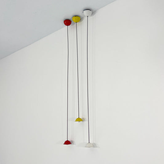 Plafonnier tricolore vintage par Stilnovo Noir Lot de 3