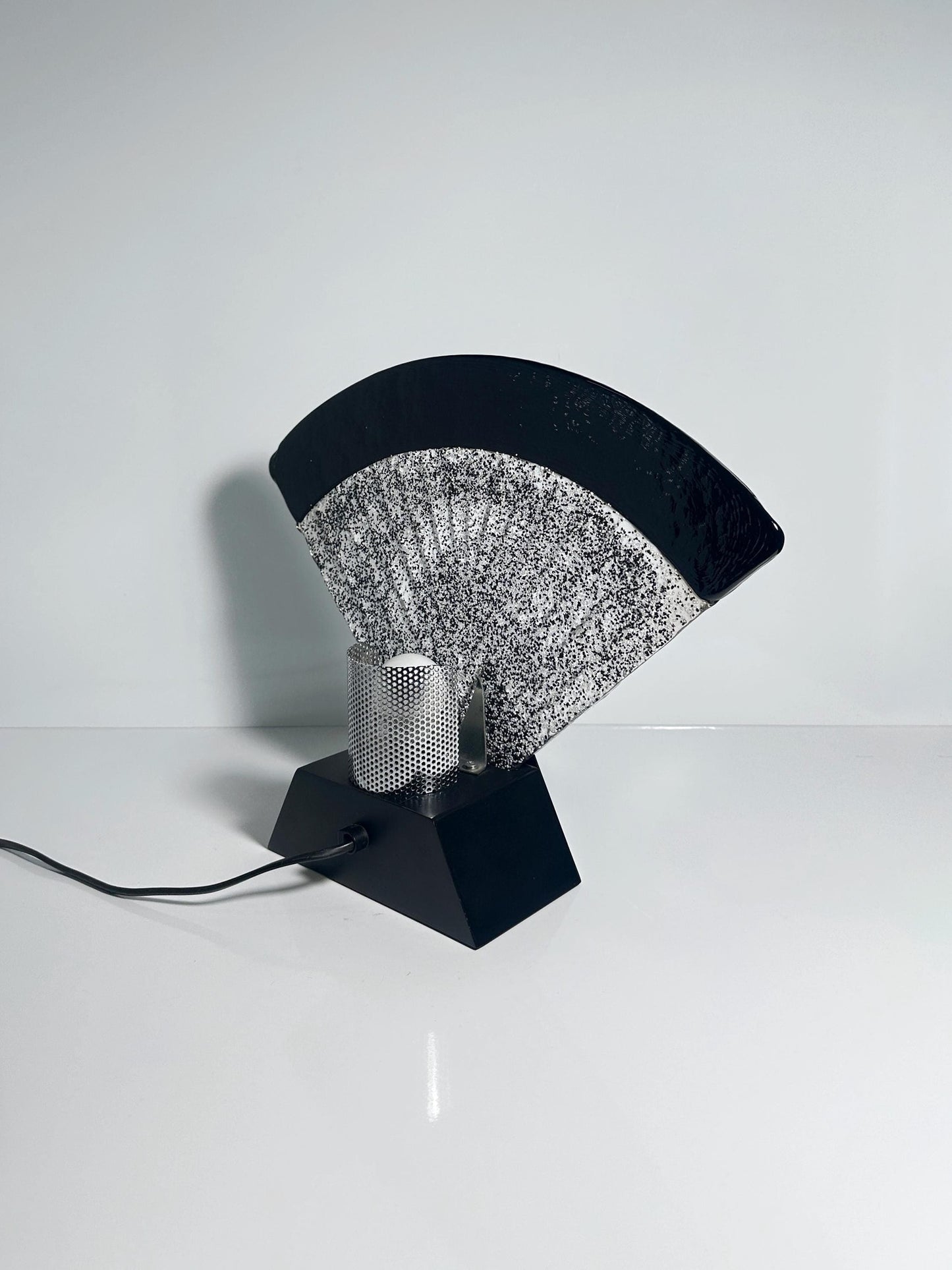 Lampe de table éventail vintage Murano Art Déco 1980 par Fabbian Mazzega Venini