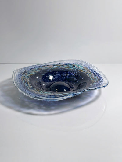 Coupe en verre vintage « Swirl » Bohême, Ø 32 cm, années 1980