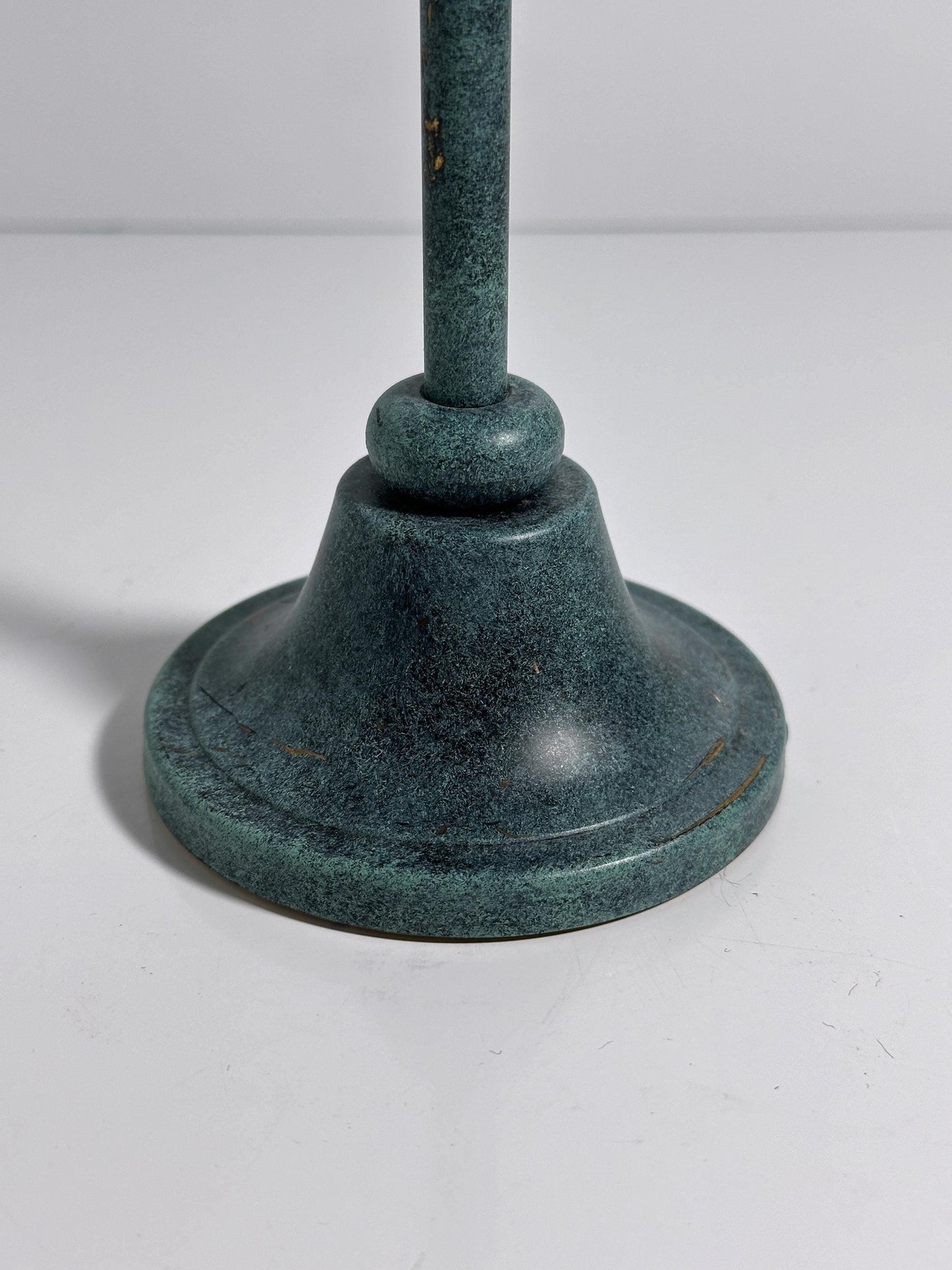 Bougeoir postmoderne vintage en métal patine vert turquoise 1980 1990