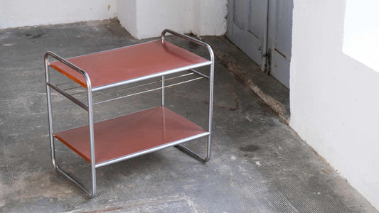 Vintage Beistelltisch Bauhaus / Regal Art Deco aus Stahlrohr