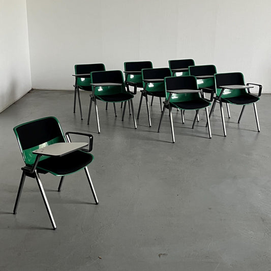 Vintage Modus Office Chair by Osvaldo Borsani for Tecno Green Black Wood 1970s 1 of 9