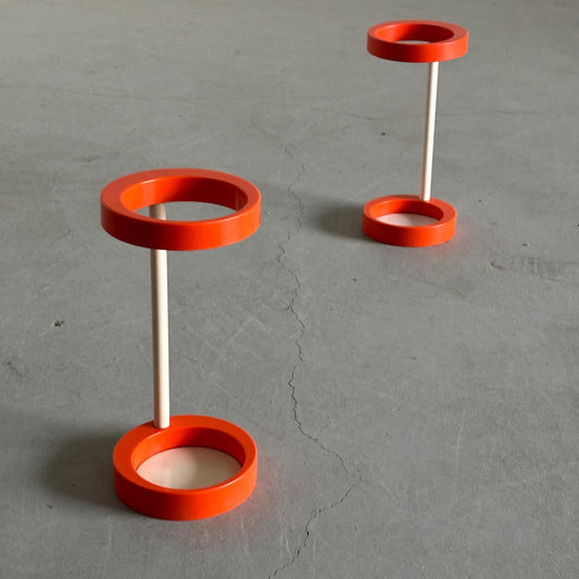 Vintage Regenschirmständer, orange und weiß, Mid-Century Modern 1970er
