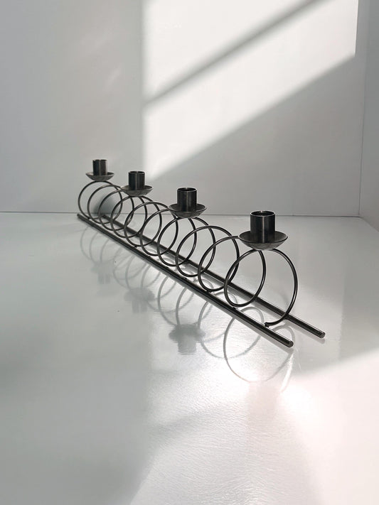 Large metal candle holder black spiral vintage 80s 90s Memphis Milano