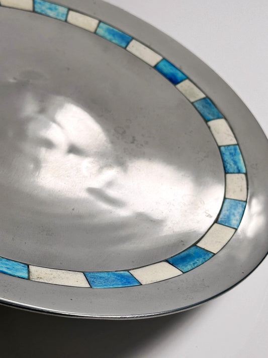 Vintage foot bowl with inlays 1950s for the Netherlands