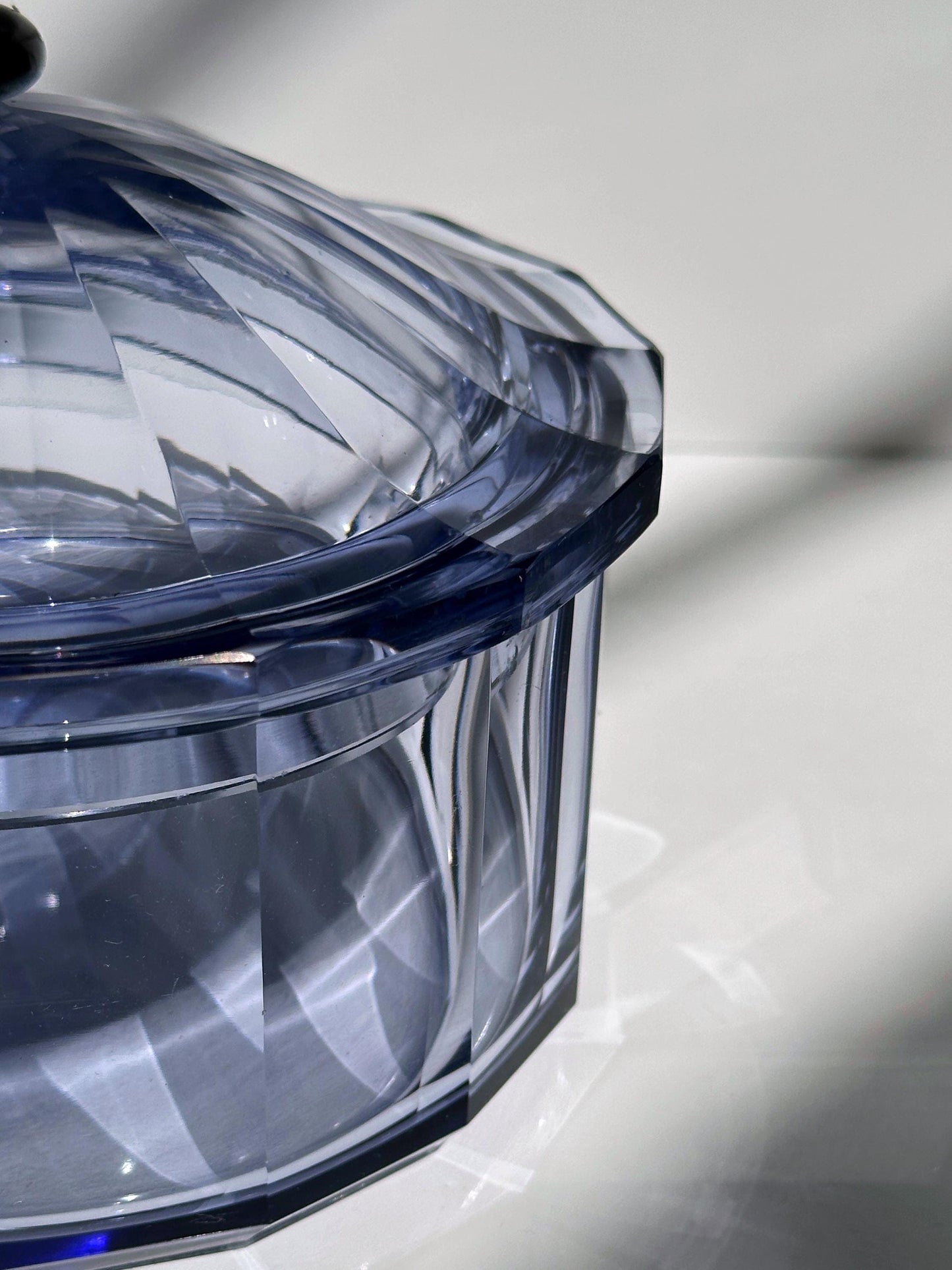 Vintage Art Deco candy dish prism crystal glass violet 30s