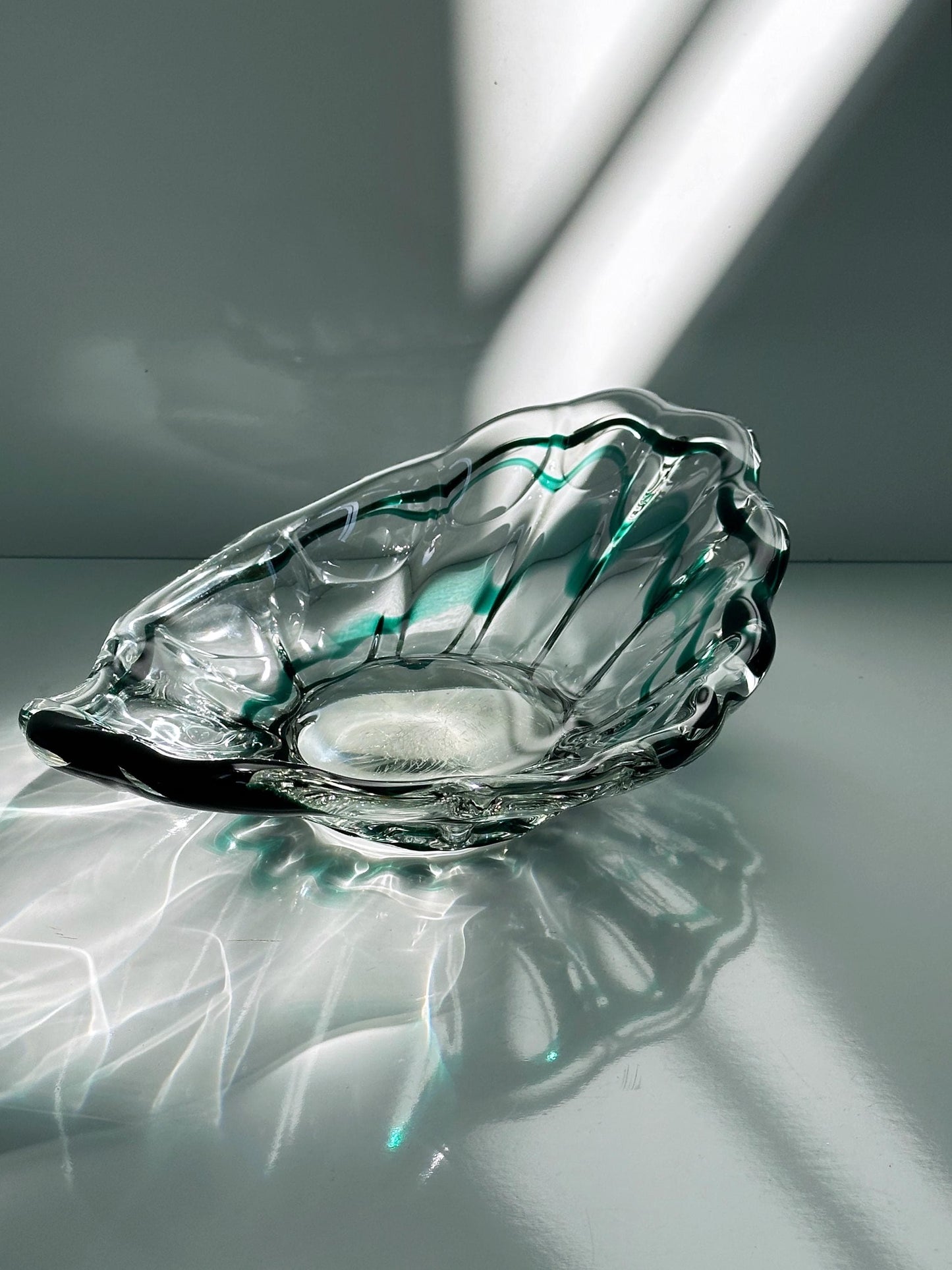 Vintage Schale Murano Glas grün Swirl 1970er Mid Century Italien