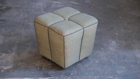 Vintage Pouf Art déco grün