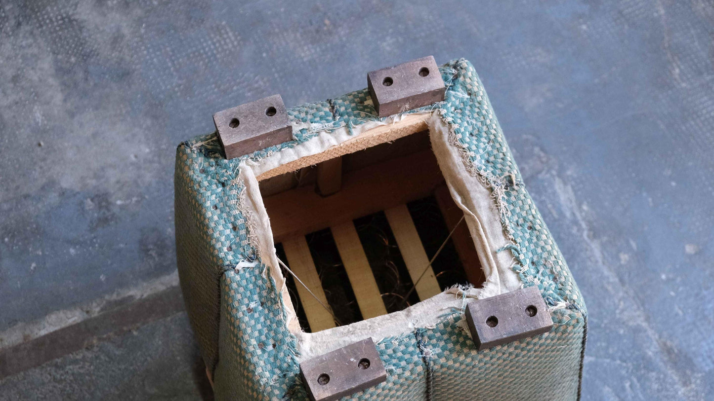 Vintage pouf Art Deco green