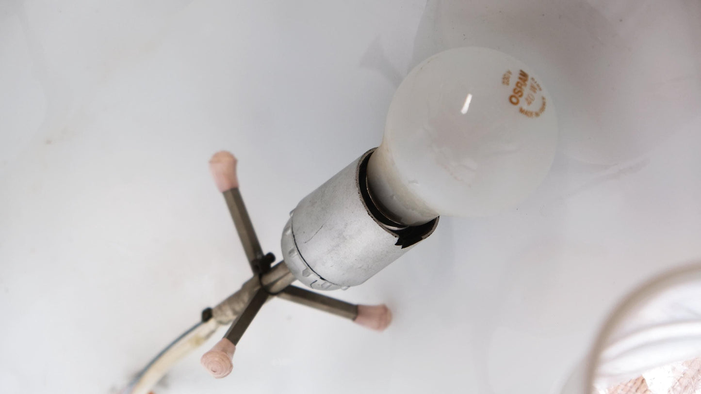 Suspension vintage Zenda en verre blanc de Vistosi