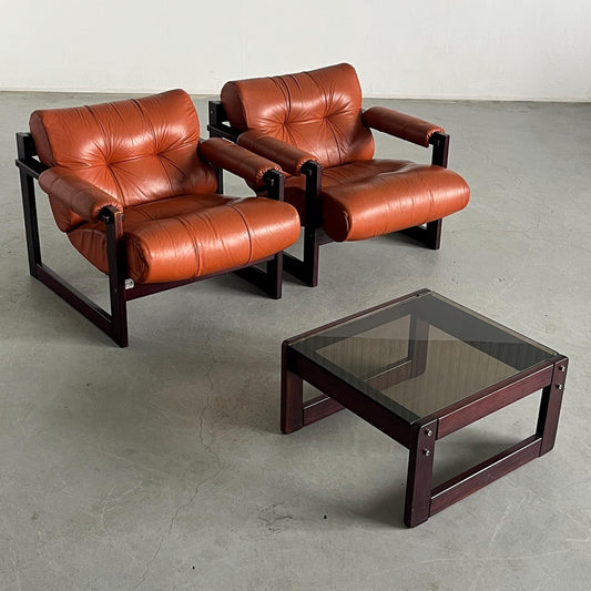 Vintage S-1 Sitz von Percival Lafer in Leder und Rosenholz 1976 Brasilien