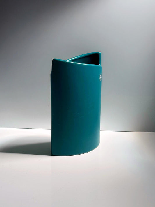 Vintage Türkise ASA Blumenvase von Mandel Elypse Memphis Milano 90er