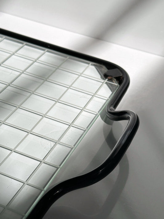 Plateau vintage en métal et verre par Club House Italia années 1980