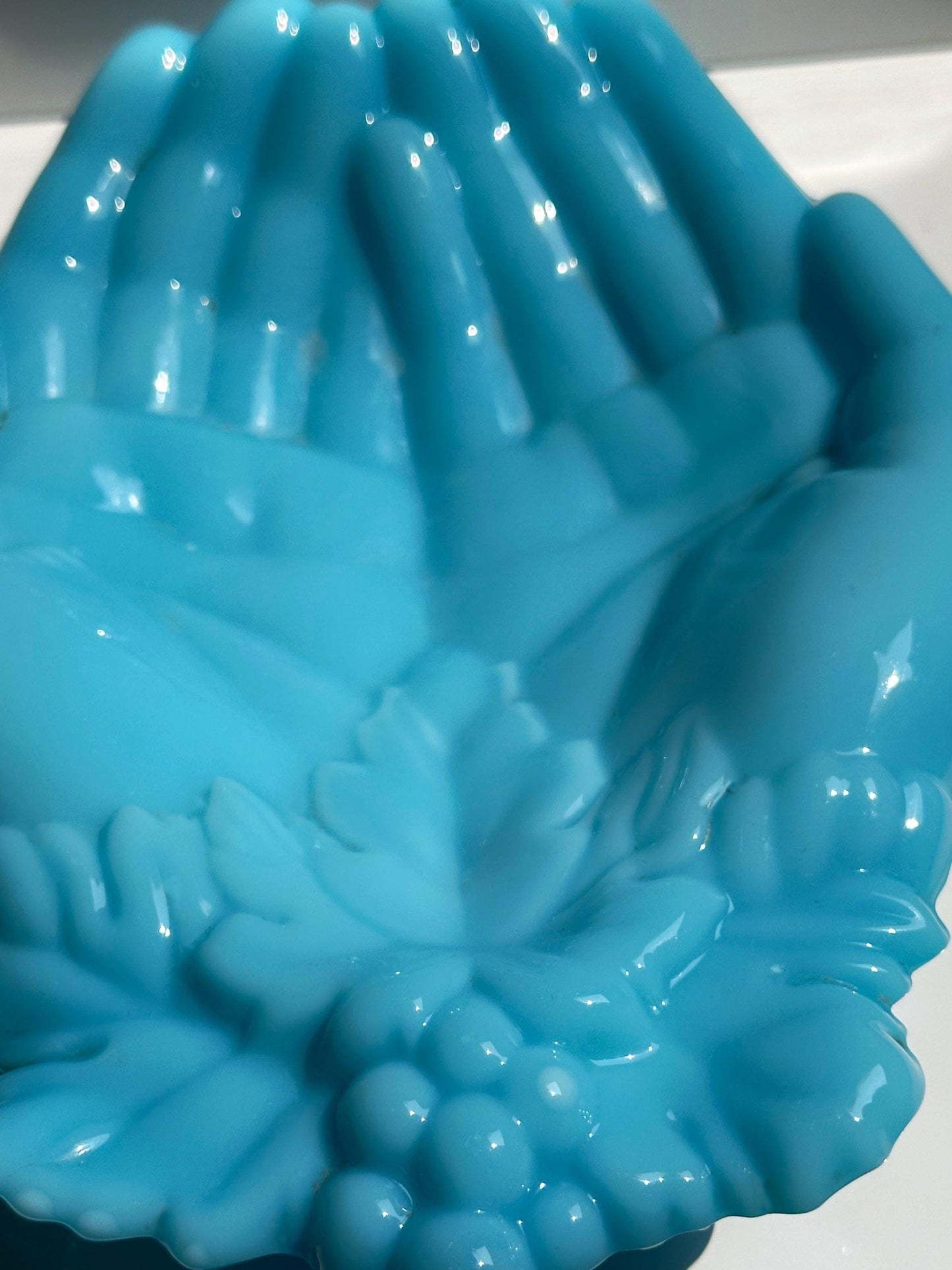 Vintage bowl Vallérysthal opal glass blue Art Nouveau