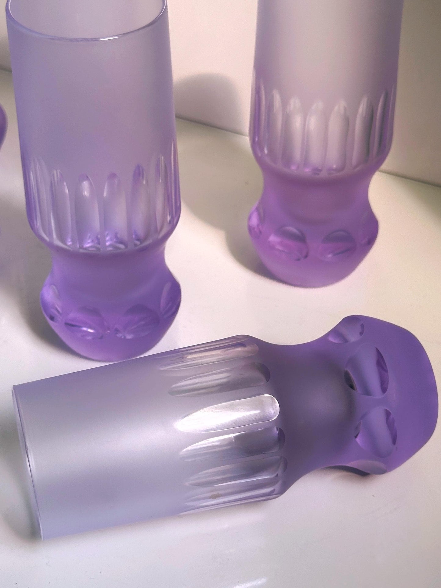 Vintage drinking glass Alexandrite by Arnolfo di Cambio for Sergio Asti Space Age set of 6