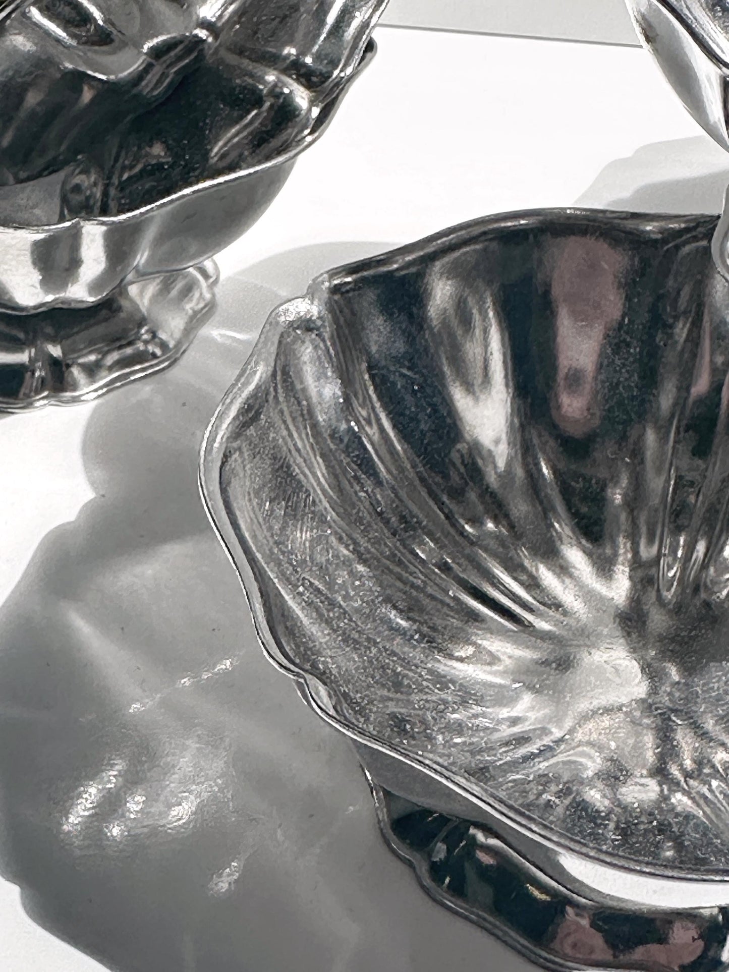 Vintage Dessertschale Blütenform Set von 5 aus Edelstahl Italien