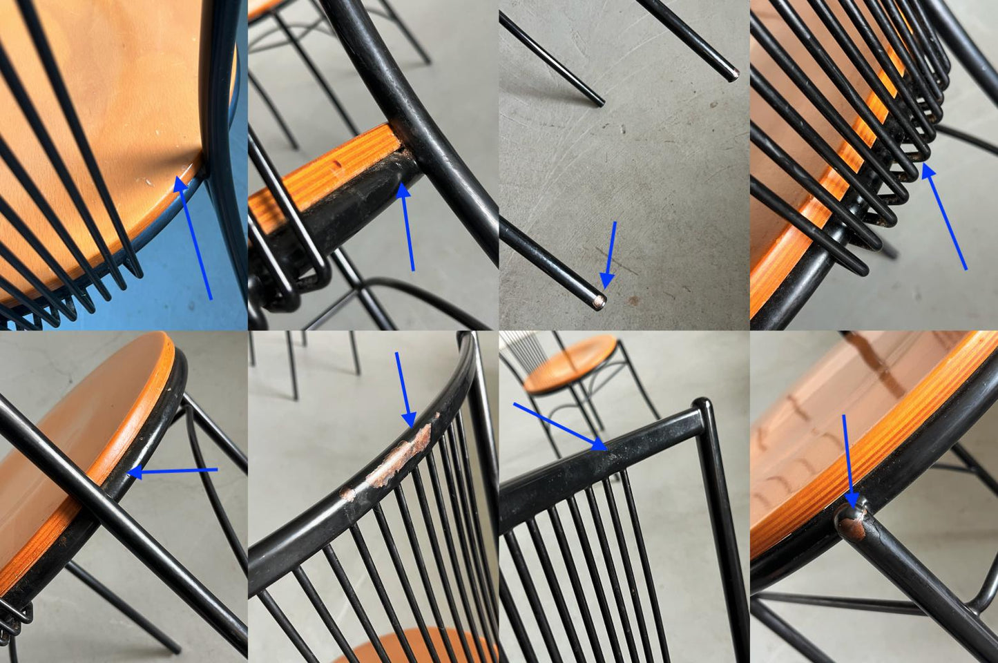 Vintage Stuhl Set von 3 von unbekannt für unbekannt, Drahtgestell, Italien 1980er