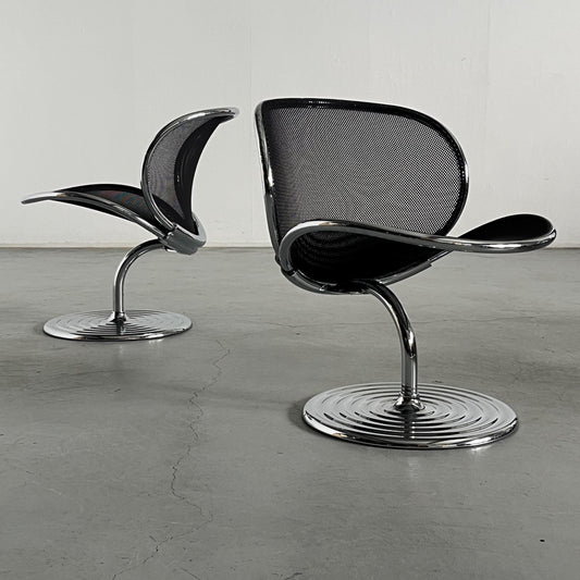 Vintage O-Line swivel chair by Herbert Ohl for Wilkhahn chrome steel black 1980s