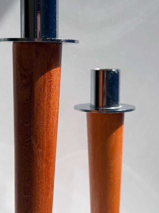 Vintage Kerzenhalter Set von 2 aus Metall und Holz