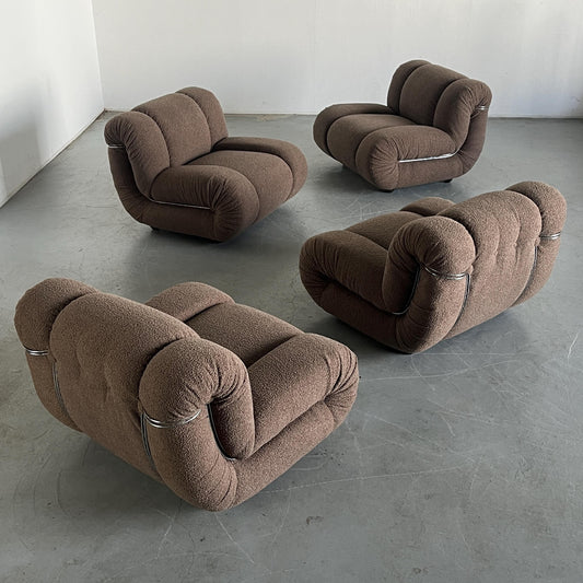 Vintage Velasquez Sitzmodul von Mimo Padova in Taubengrau Bouclé, 1970er Italien