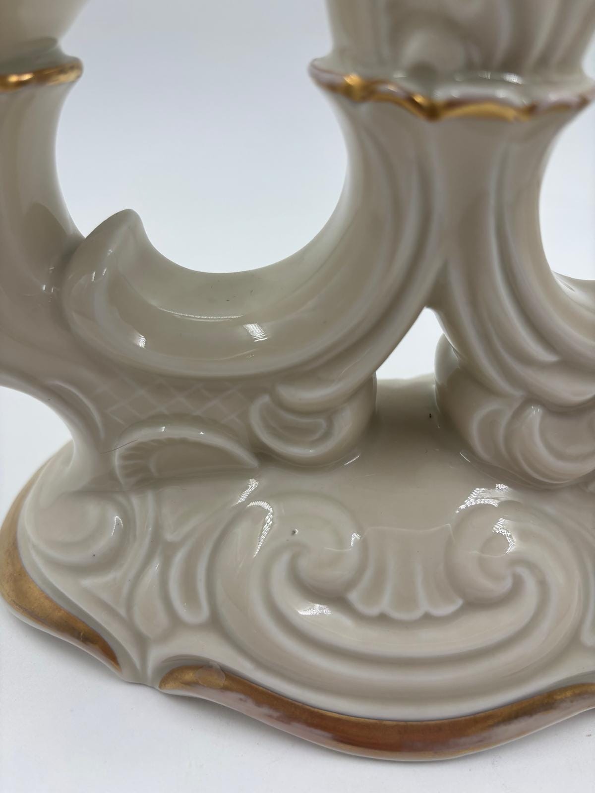 Vintage Kerzenständer Schlottenburg von Arzberg Porzellan Golddekor 3-flammig