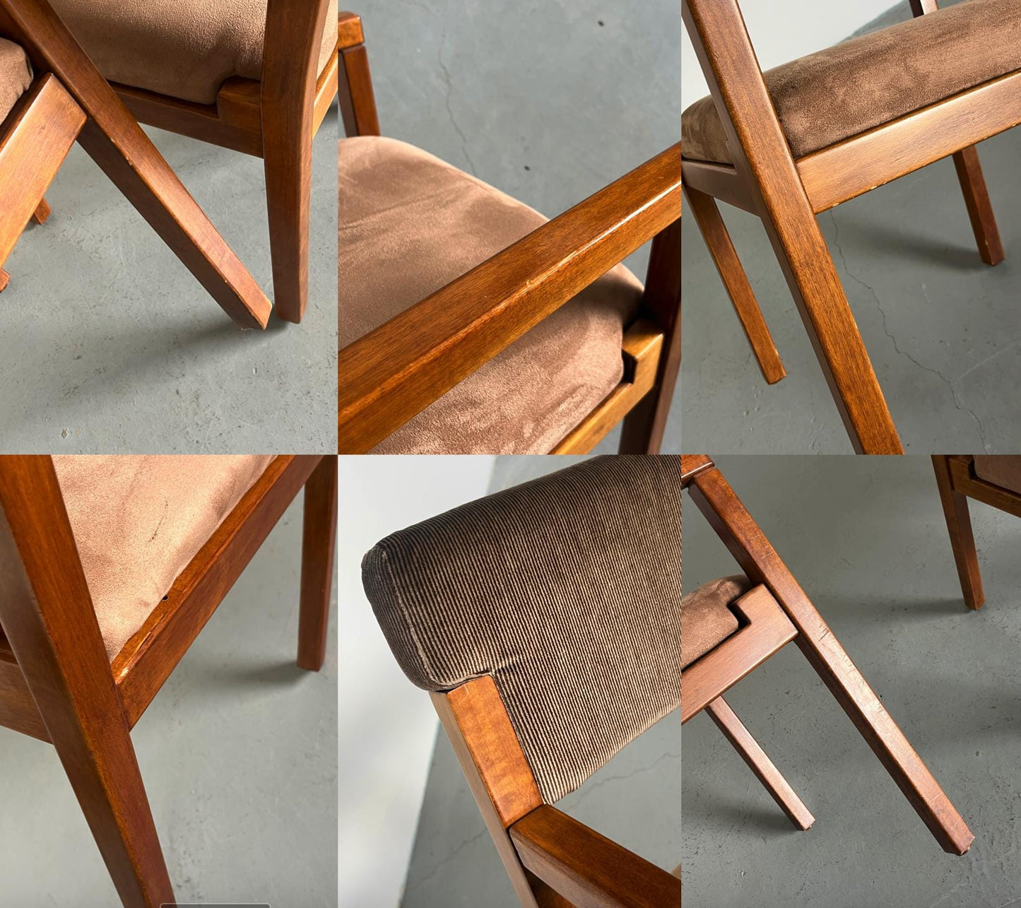 Vintage Armlehnstuhl Buchenholz Samt gestreift 1970er Italien