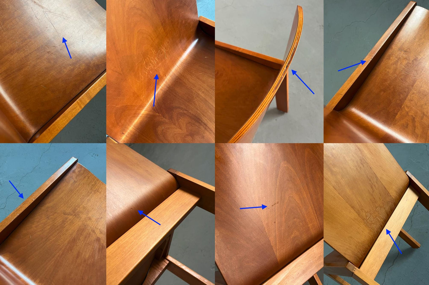 Vintage Esszimmerstuhl Sperrholz Esche von Molteni im Stil von Afra & Tobia Scarpa Set von 4