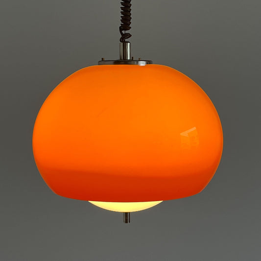 Vintage Pendelleuchte Burgos von Harvey Guzzini für Meblo, orange, Space Age, 1970er