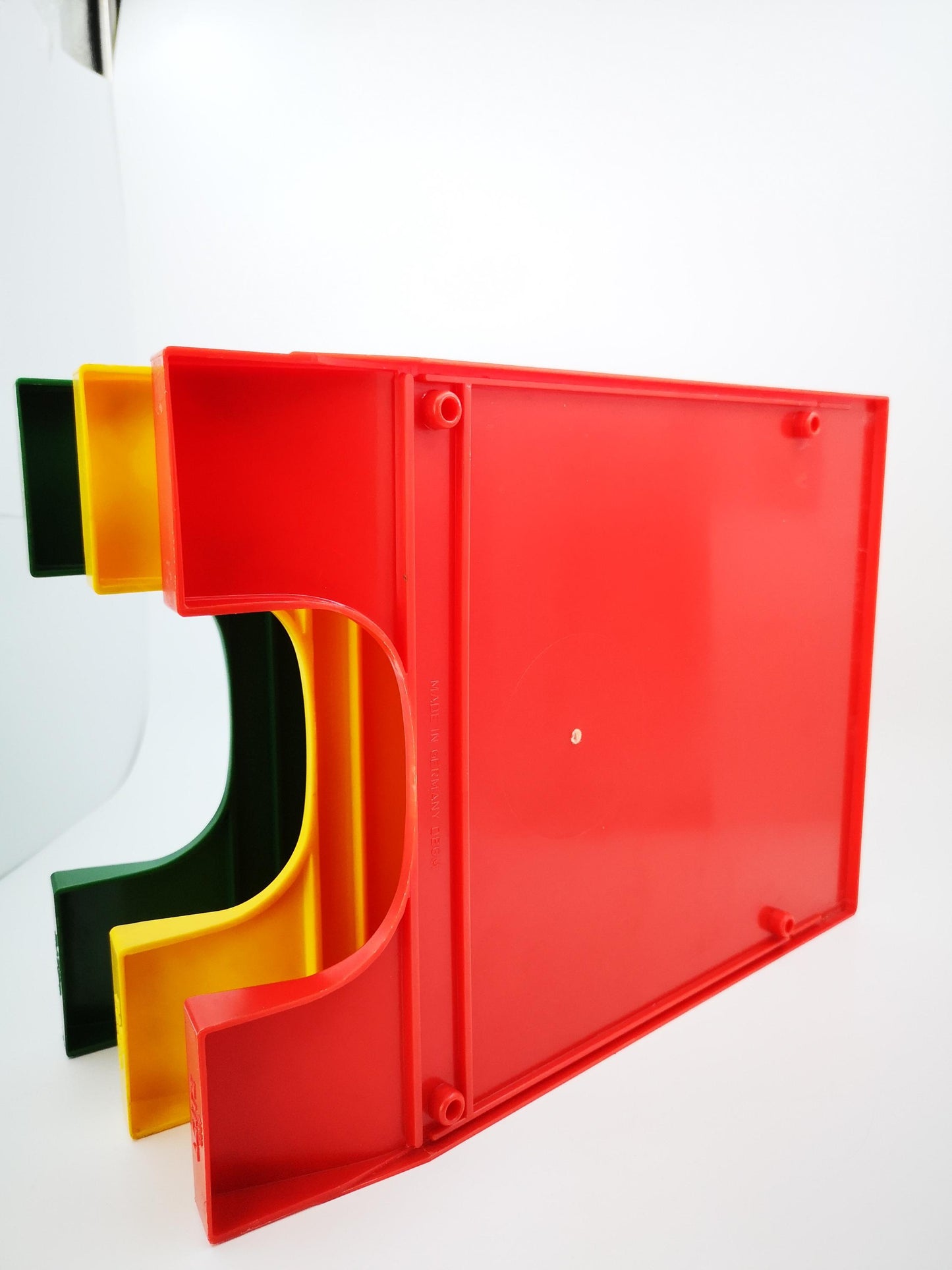 Vintage Briefablage Set von 3 von LEITZ grün gelb rot stapelbar