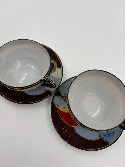 Vintage Mokkatasse Meiji Satsuma von unbekannt für Japan handbemalt Sammlerstück