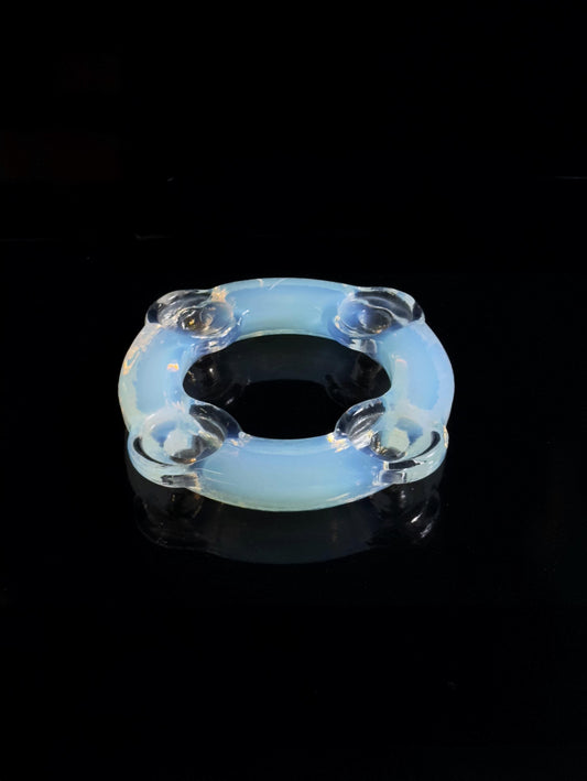 Vintage Kerzenständer Murano Opalina Filigrana von Hand gefertigt, irisierend, 4-flammig