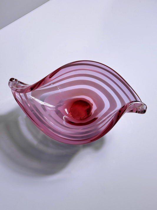 Vintage Schale Alexandrit von unbekannt für Murano Glas mit Streifen, Neodym, 1970er