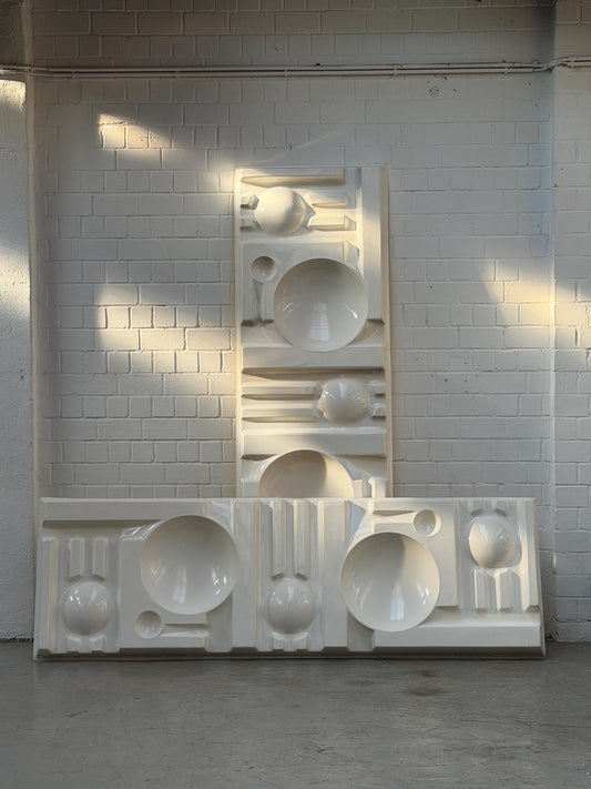 Vintage Wandskulptur groß weiß geometrisch