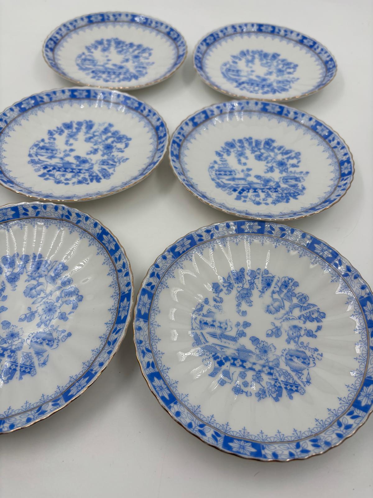 Vintage Kaffeeset Set von 6 China blau von unbekannt Blau-Weiß-Dekor Goldrand