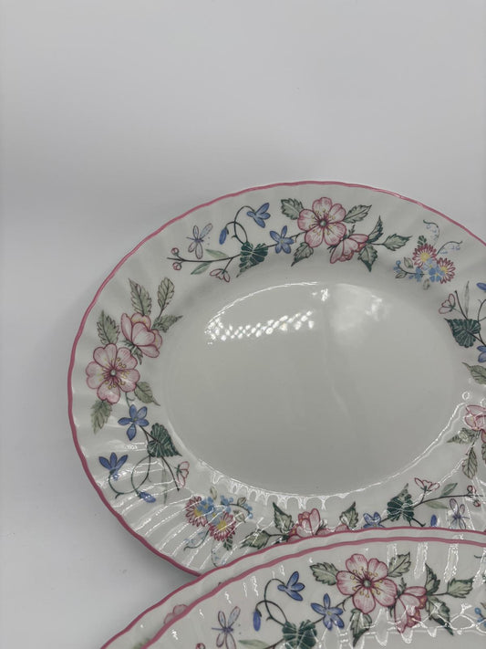 Vintage Teller Set von 3 von Wood und Sons England mit Blumenmuster