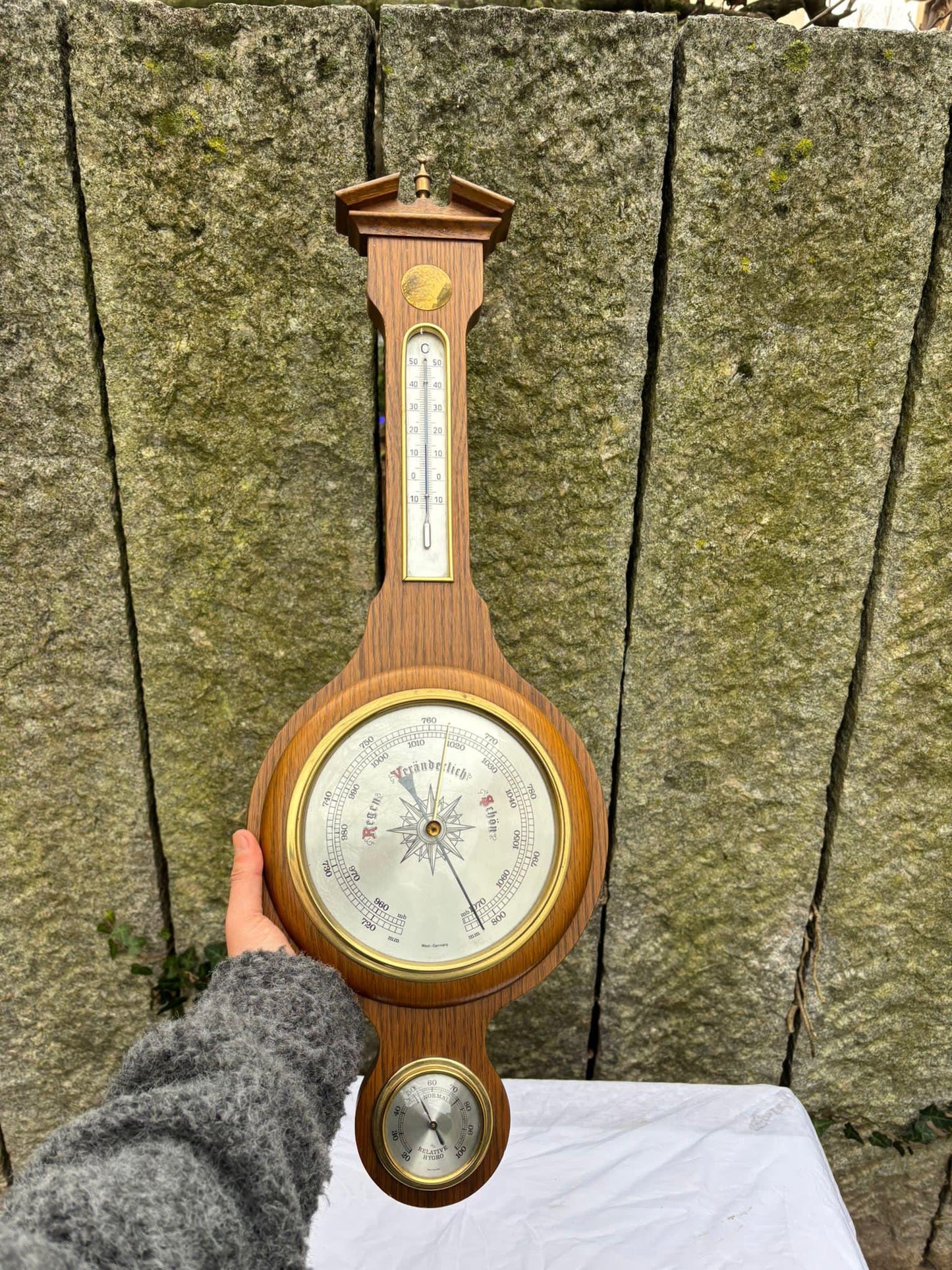 Vintage Wetterstation Banjo Wandbarometer von unbekannt für unbekannt