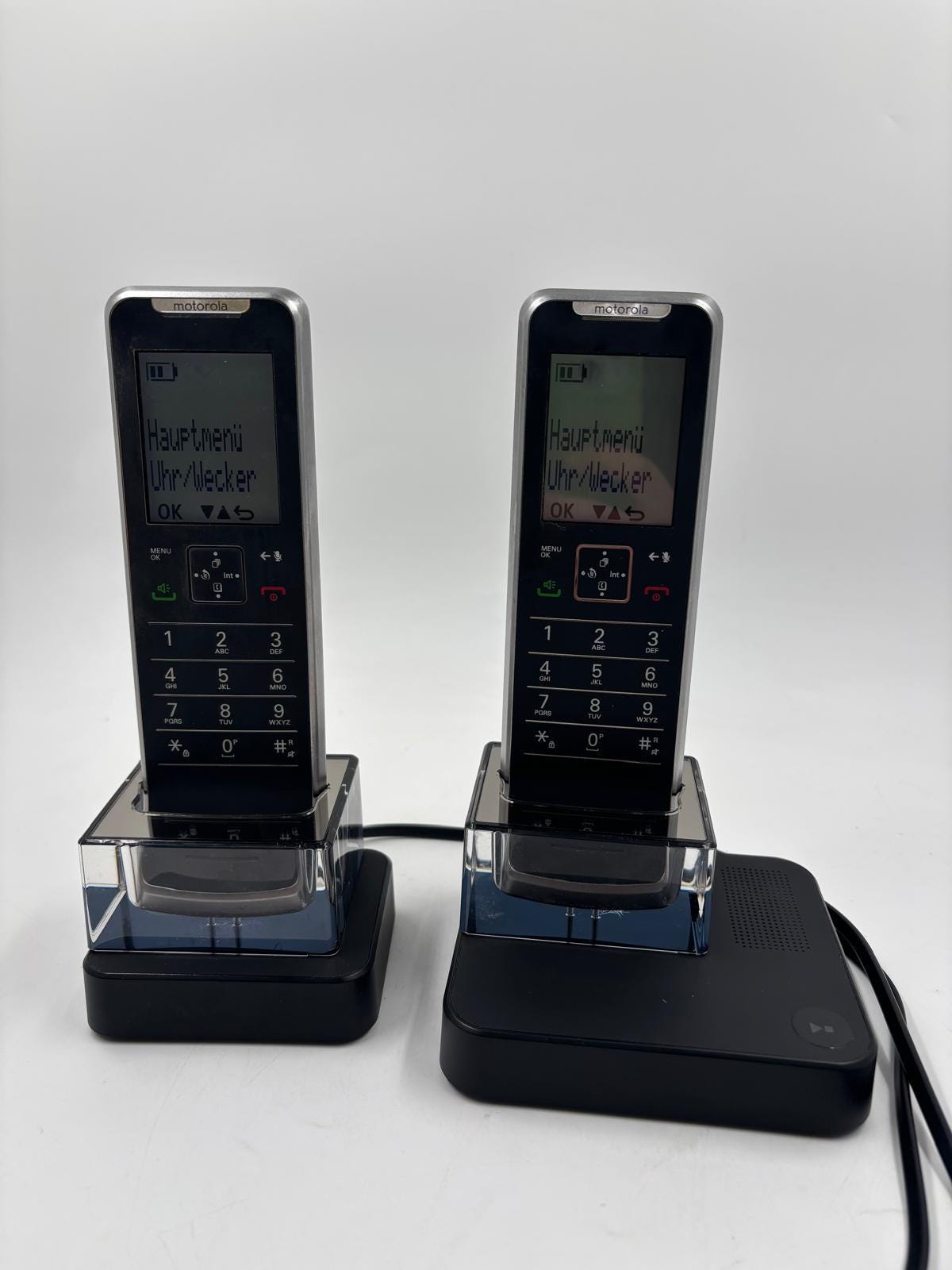 Vintage Schnurlostelefon IT.6.2TX von Motorola mit Anrufbeantworter und 2 Mobilteilen