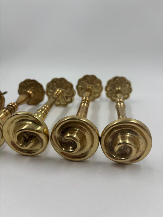 Vintage Raffhalter Set von 5 für Vorhang Gardine goldfarben Metall mit Rosetten und Schrauben