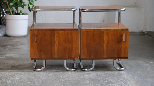 Vintage Nachttisch Set von 2 in dunkelbraun