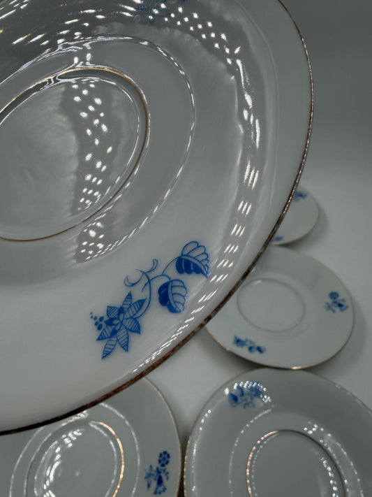 Vintage Geschirr Blaublüte 1382 von Hutschenreuther Arzberg Porzellan Set von 8