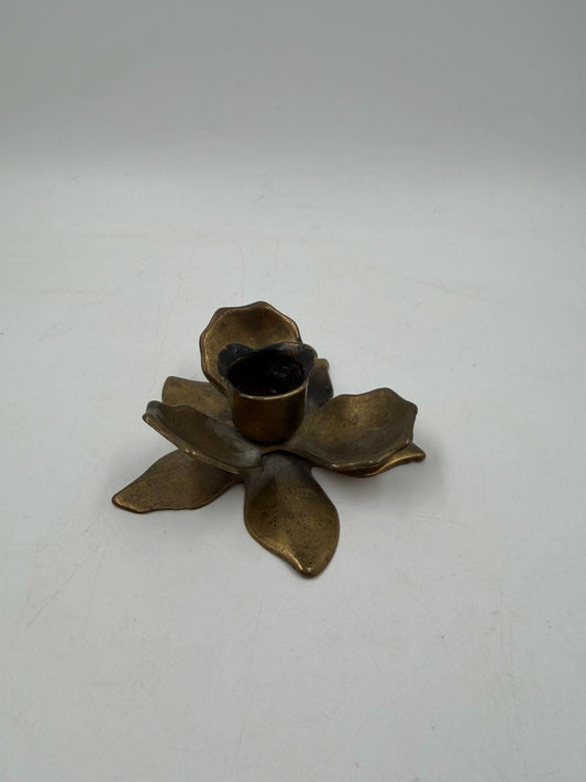 Vintage Kerzenhalter Blume Messing Patina