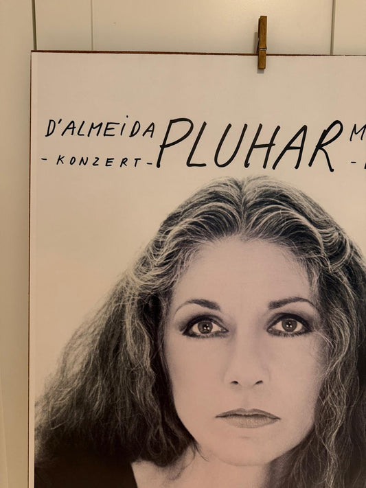 Vintage Konzertposter Erika Pluhar Original 80er Jahre von Erika Pluhar leichte übliche Gebrauchsspuren