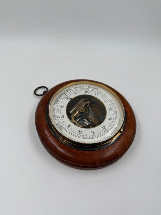 Vintage Wetterstation zur Wandmontage messingfarben Holzton Vintage Dekoration Holz Messing