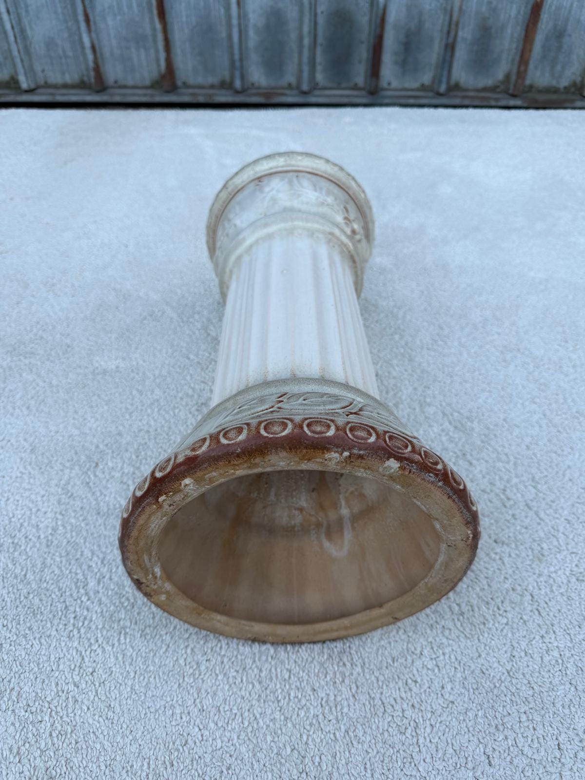 Vintage Blumensäule Keramik Blätterrelief 44 cm hoch