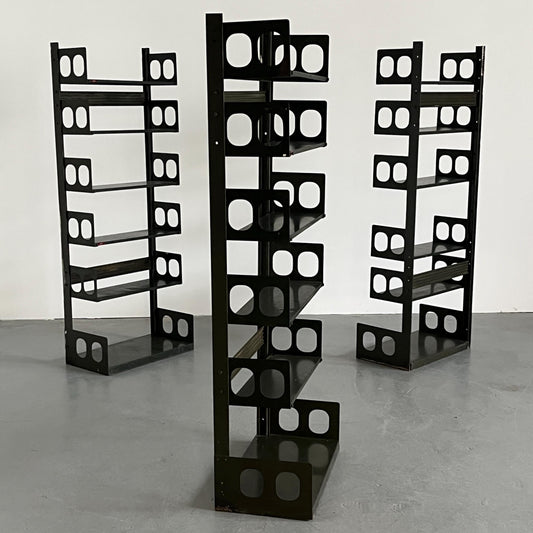 Vintage Regalsystem Triennale von Lips Vago, Set von 3, dunkelgrün, 1954