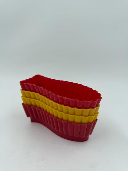 Vintage Dessertform Set von 4 Fischform von Dr. Oetker rot und gelb