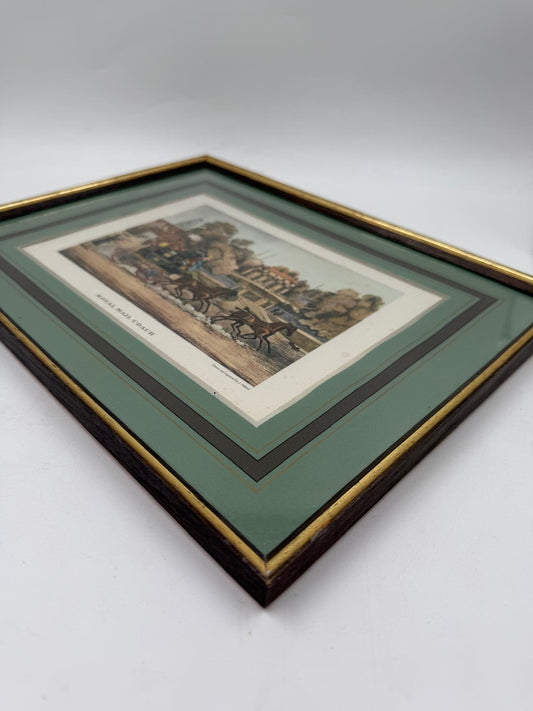 Vintage Druckbild „Königreich Hannover“ Set von 3 von James Pollard für G. Reeves grün-gold-silber